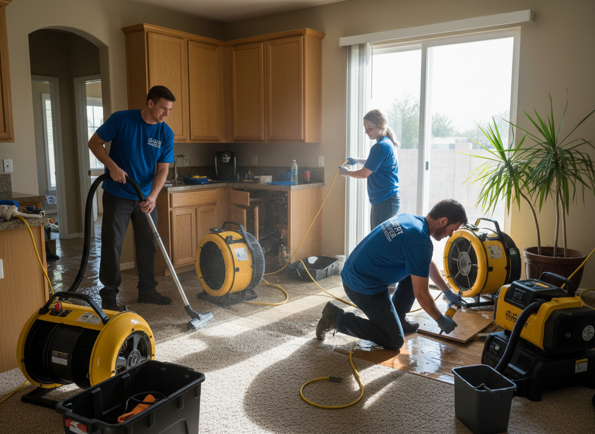 Water Damage Restoration work by Gilbert Restoration Solutions in Gilbert, Arizona